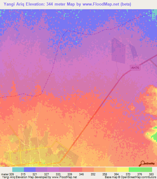 Yangi Ariq,Afghanistan Elevation Map