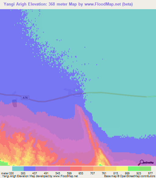 Yangi Arigh,Afghanistan Elevation Map
