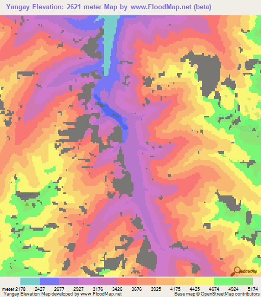 Yangay,Afghanistan Elevation Map