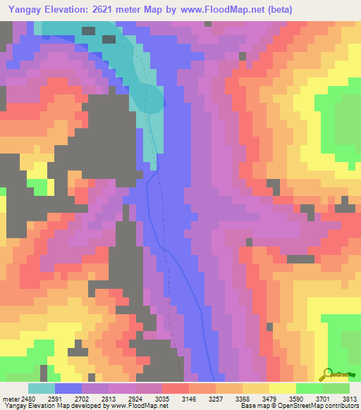 Yangay,Afghanistan Elevation Map