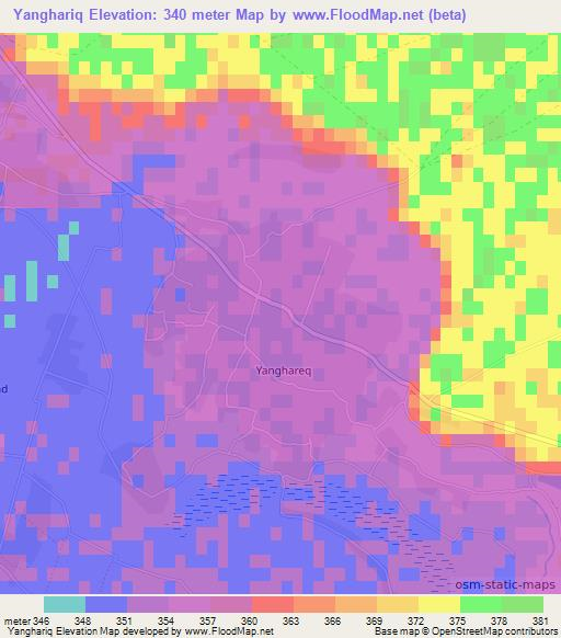 Yanghariq,Afghanistan Elevation Map