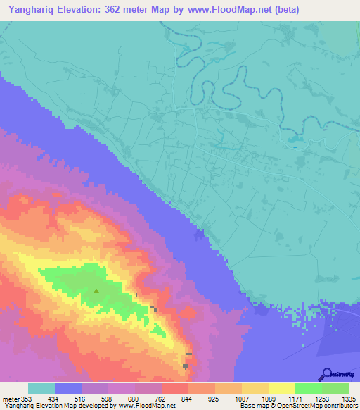 Yanghariq,Afghanistan Elevation Map