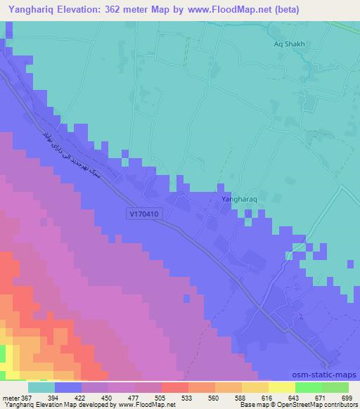 Yanghariq,Afghanistan Elevation Map