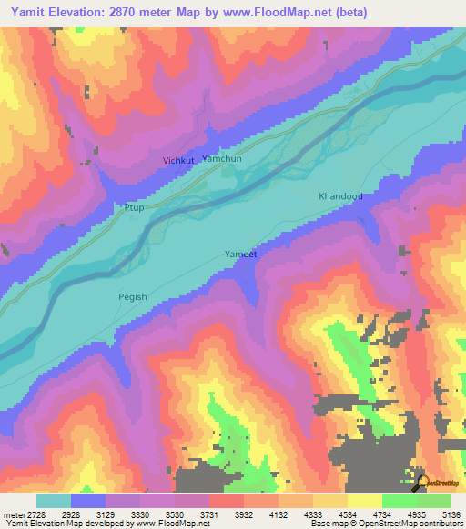 Yamit,Afghanistan Elevation Map
