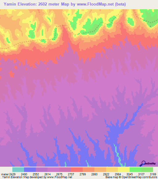 Yamin,Afghanistan Elevation Map