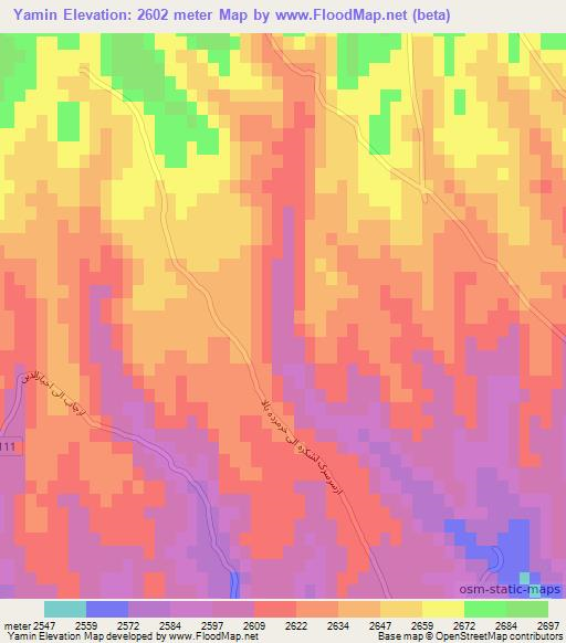 Yamin,Afghanistan Elevation Map