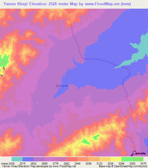 Yamen Kheyl,Afghanistan Elevation Map