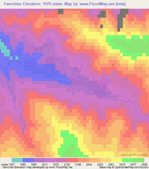 Yamchian,Afghanistan Elevation Map