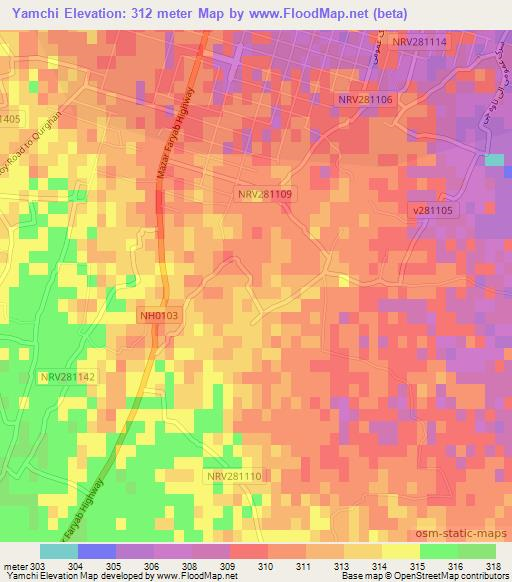 Yamchi,Afghanistan Elevation Map