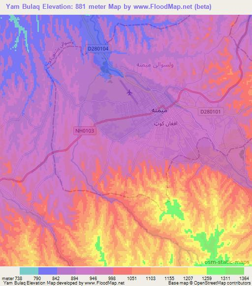 Yam Bulaq,Afghanistan Elevation Map