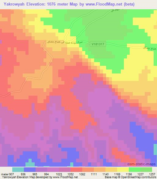 Yakrowyah,Afghanistan Elevation Map