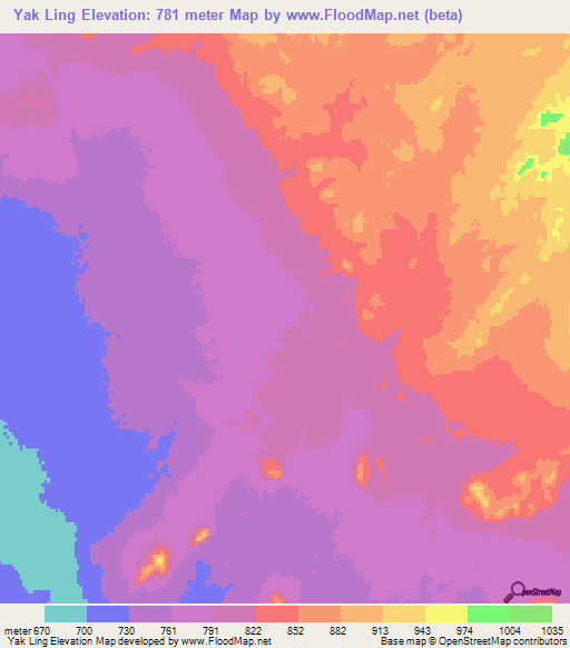 Yak Ling,Afghanistan Elevation Map