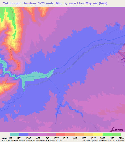 Yak Lingah,Afghanistan Elevation Map