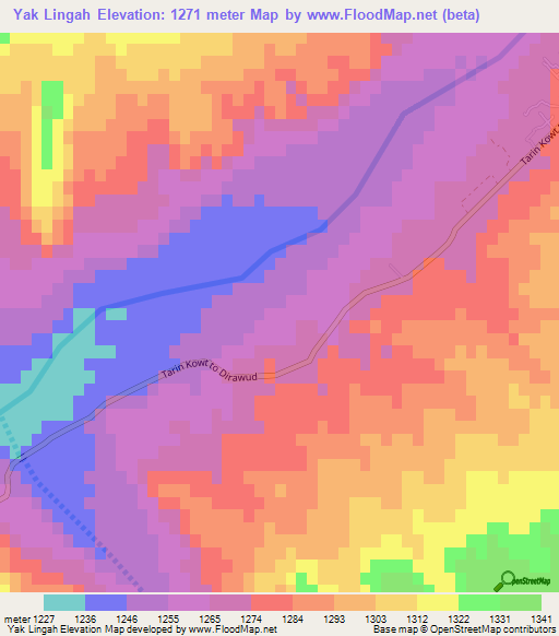 Yak Lingah,Afghanistan Elevation Map