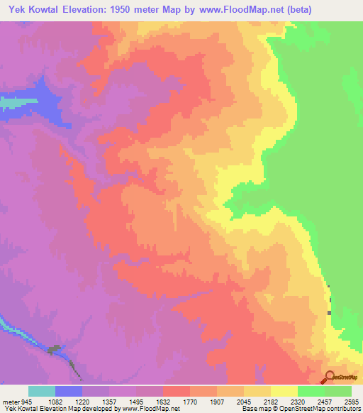 Yek Kowtal,Afghanistan Elevation Map