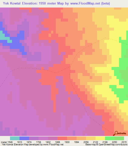 Yek Kowtal,Afghanistan Elevation Map