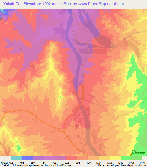 Yakah Tut,Afghanistan Elevation Map