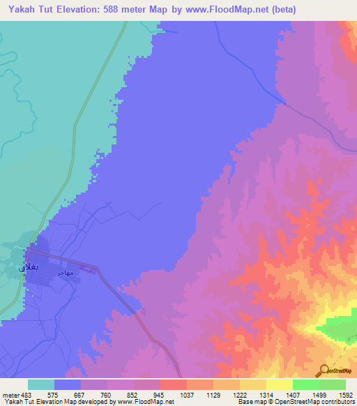 Yakah Tut,Afghanistan Elevation Map