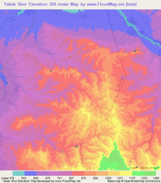 Yakah Shor,Afghanistan Elevation Map