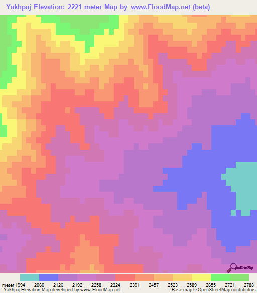 Yakhpaj,Afghanistan Elevation Map