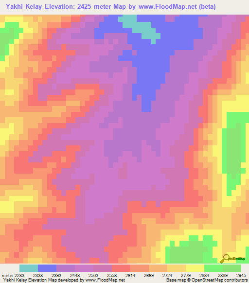 Yakhi Kelay,Afghanistan Elevation Map