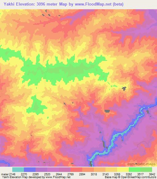 Yakhi,Afghanistan Elevation Map