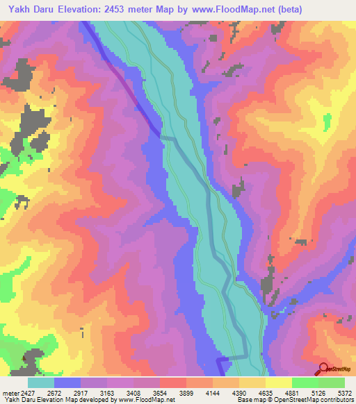 Yakh Daru,Afghanistan Elevation Map
