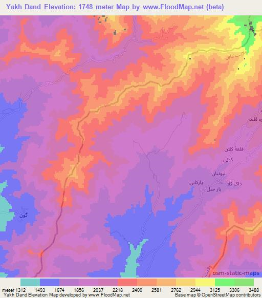Yakh Dand,Afghanistan Elevation Map