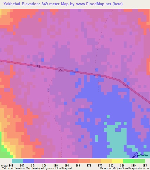 Yakhchal,Afghanistan Elevation Map