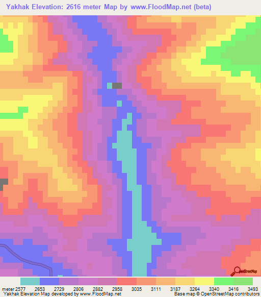 Yakhak,Afghanistan Elevation Map