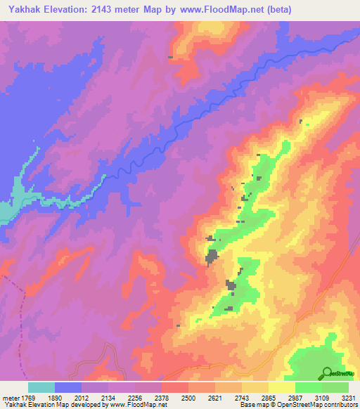 Yakhak,Afghanistan Elevation Map