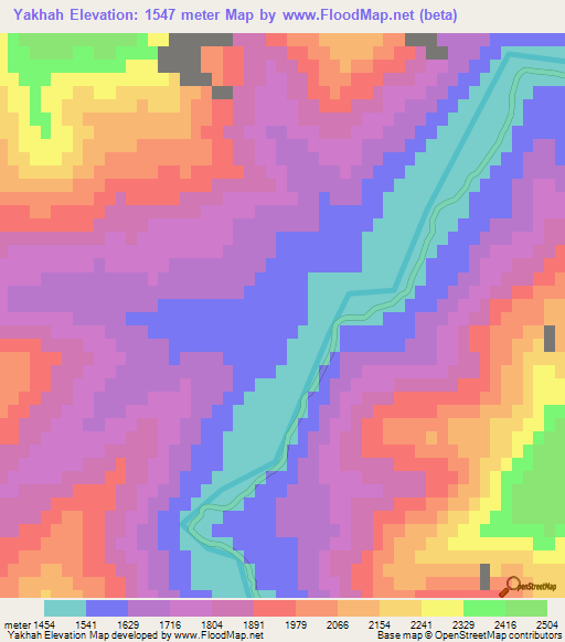 Yakhah,Afghanistan Elevation Map