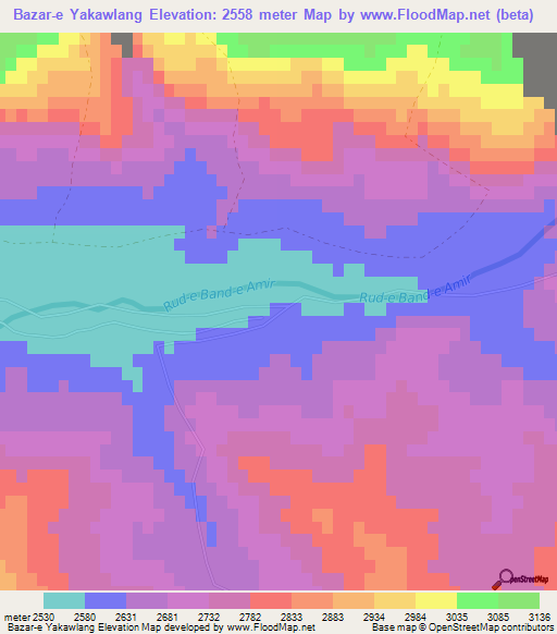 Bazar-e Yakawlang,Afghanistan Elevation Map
