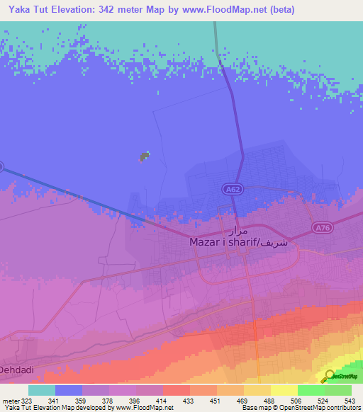 Yaka Tut,Afghanistan Elevation Map