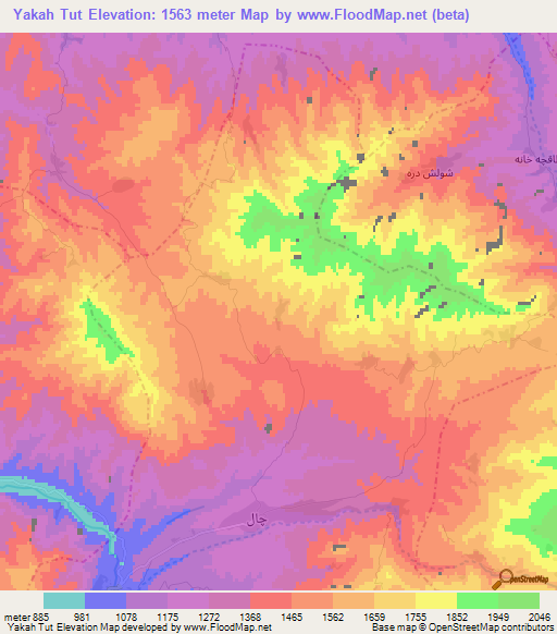 Yakah Tut,Afghanistan Elevation Map