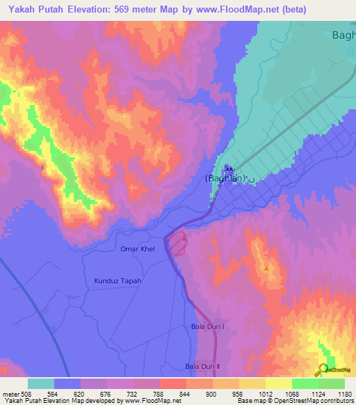 Yakah Putah,Afghanistan Elevation Map