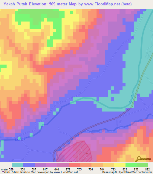Yakah Putah,Afghanistan Elevation Map