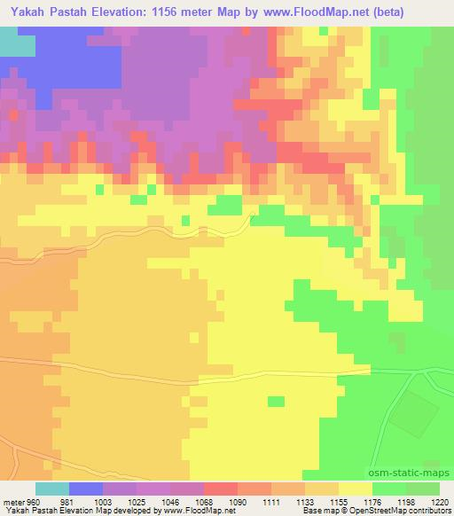 Yakah Pastah,Afghanistan Elevation Map