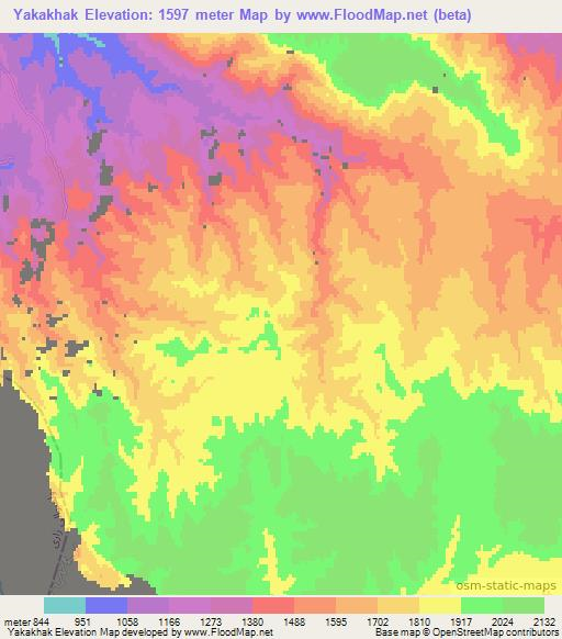 Yakakhak,Afghanistan Elevation Map