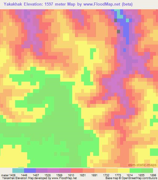 Yakakhak,Afghanistan Elevation Map