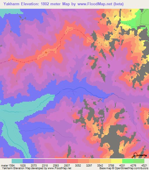 Yakharm,Afghanistan Elevation Map