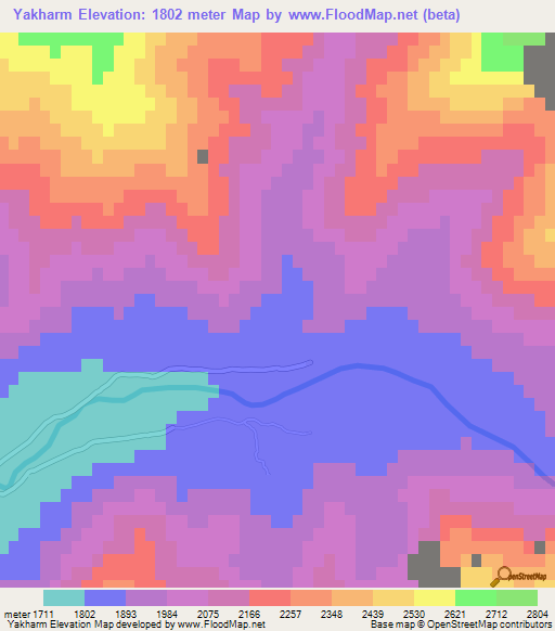 Yakharm,Afghanistan Elevation Map