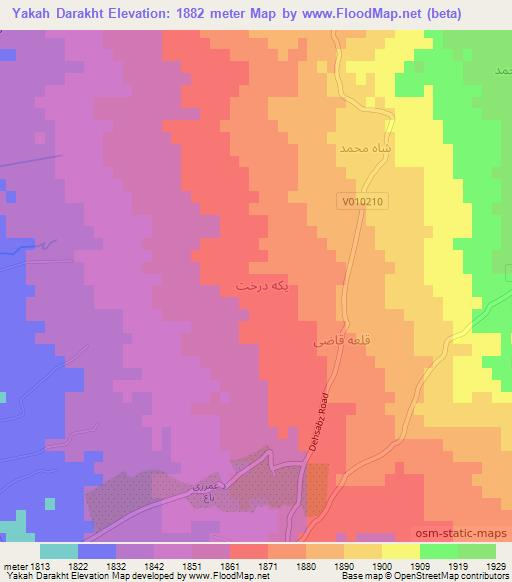 Yakah Darakht,Afghanistan Elevation Map