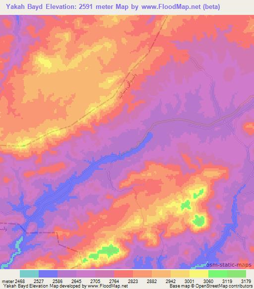 Yakah Bayd,Afghanistan Elevation Map