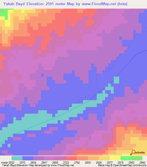 Yakah Bayd,Afghanistan Elevation Map