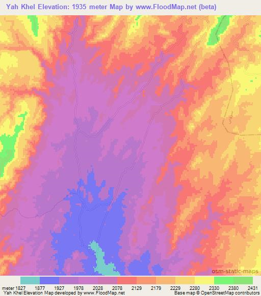 Yah Khel,Afghanistan Elevation Map