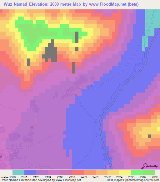 Wuz Namad,Afghanistan Elevation Map