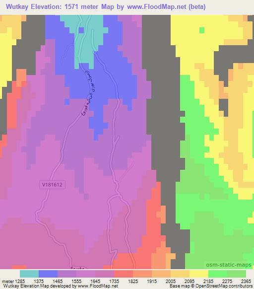 Wutkay,Afghanistan Elevation Map