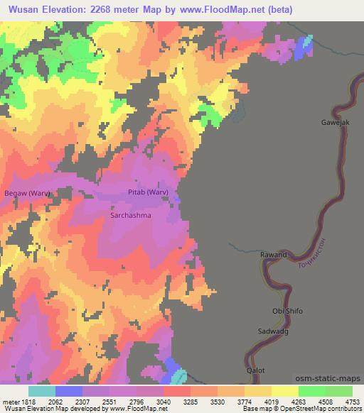 Wusan,Afghanistan Elevation Map