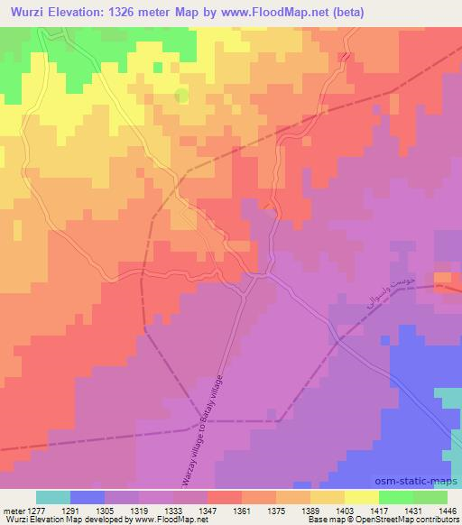 Wurzi,Afghanistan Elevation Map
